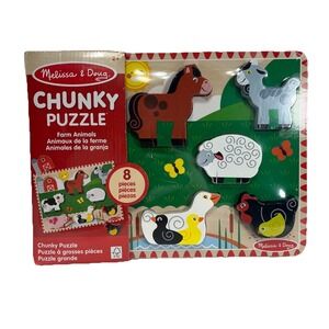 Melissa & Doug Farm Animals Wooden Chunky Puzzle 8‎ Pieces FSC Certified